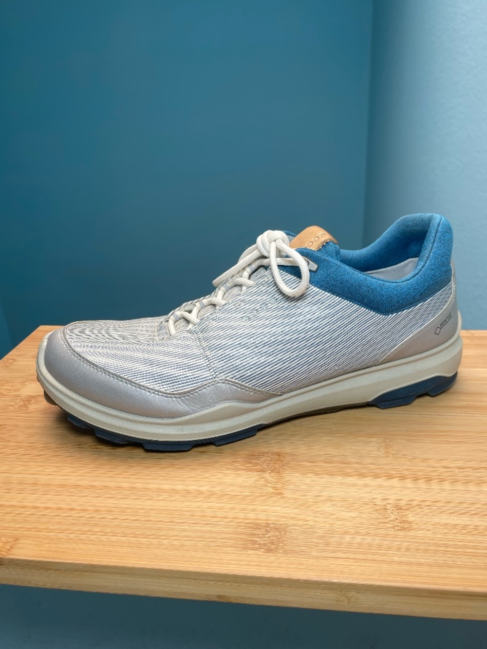 Ecco Hybrid 3 Mens Spikeless Golf Shoes Gore-Tex Yak Leather Blue 43 9 9.5 WIDE
